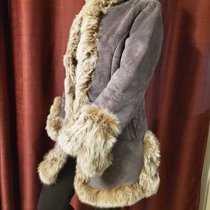 winter suede coat from real scribe (arctic fox) fur